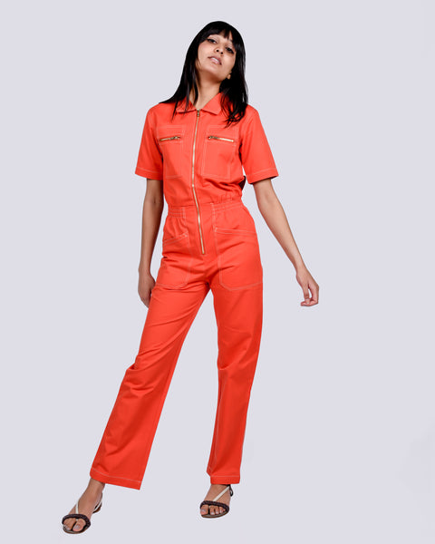 Danny boilersuit in tomato