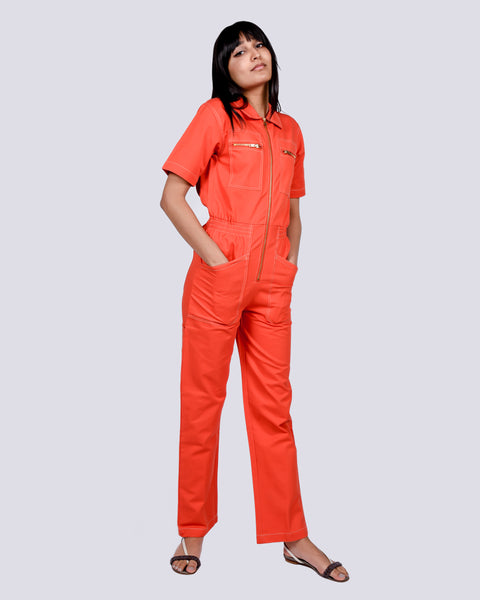 Danny boilersuit in tomato